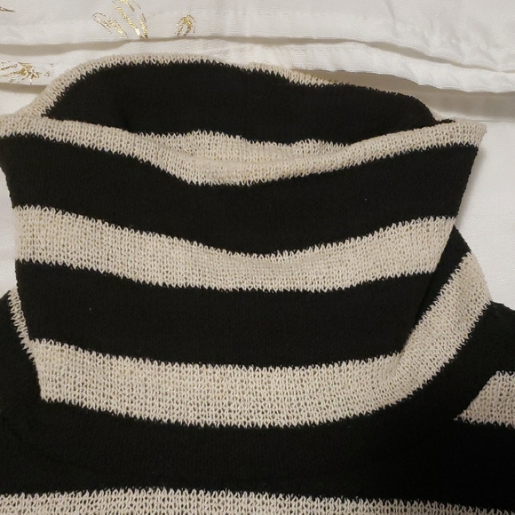 Striped Black and Cream Turtleneck Sweater - Picture 4 of 7